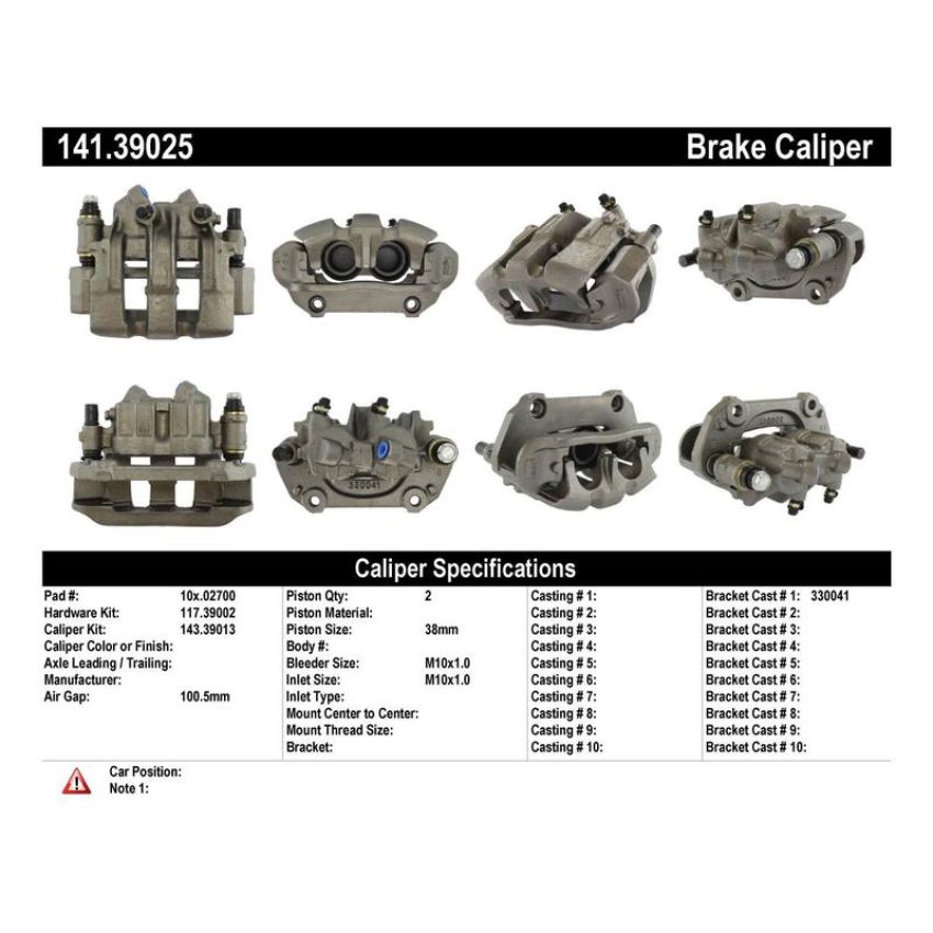 CENTRIC PARTS 141.39025 Centric Semi-Loaded Brake Caliper
