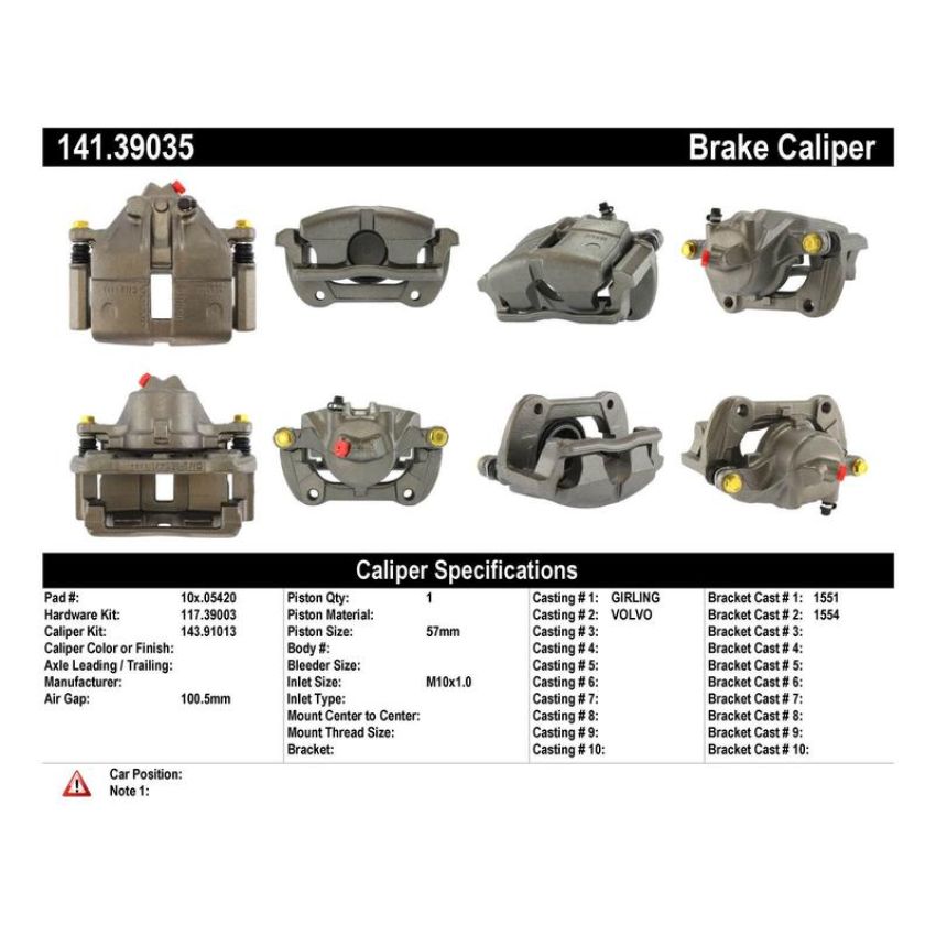 CENTRIC PARTS 141.39035 Centric Semi-Loaded Brake Caliper