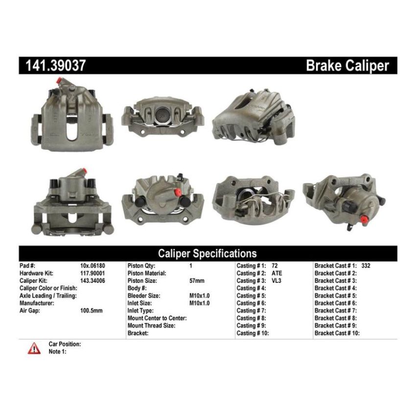 CENTRIC PARTS 141.39037 Centric Semi-Loaded Brake Caliper