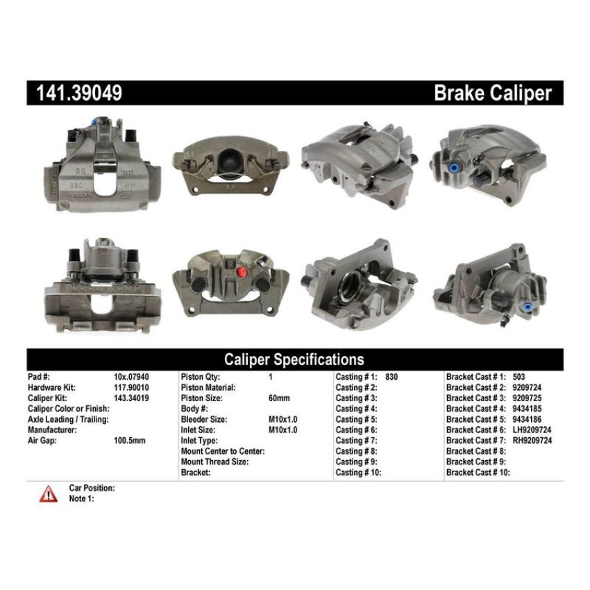 CENTRIC PARTS 141.39049 Centric Semi-Loaded Brake Caliper