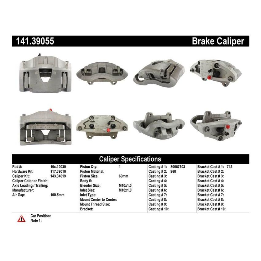 CENTRIC PARTS 141.39055 Centric Semi-Loaded Brake Caliper
