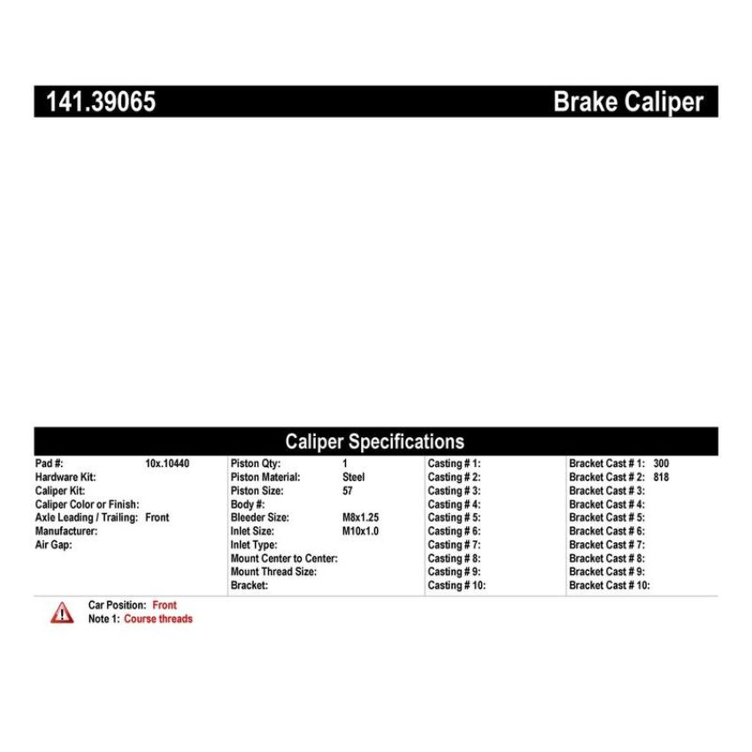 CENTRIC PARTS 141.39065 Centric Semi-Loaded Brake Caliper