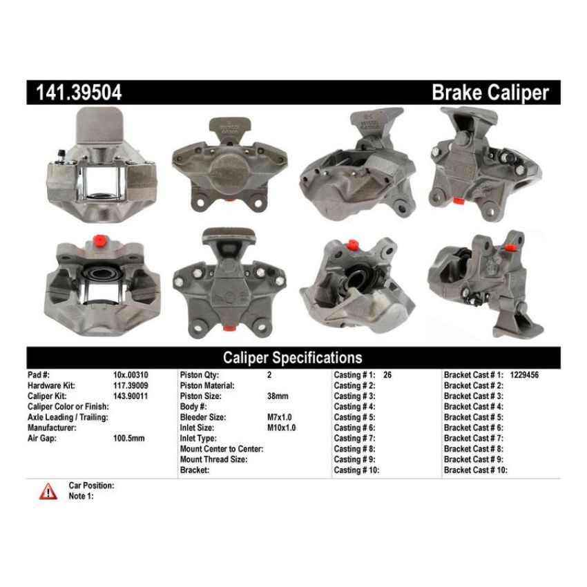 CENTRIC PARTS 141.39504 Centric Semi-Loaded Brake Caliper