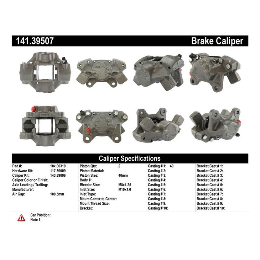 CENTRIC PARTS 141.39507 Centric Semi-Loaded Brake Caliper