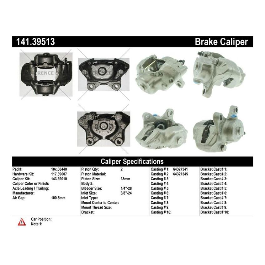 CENTRIC PARTS 141.39513 Centric Semi-Loaded Brake Caliper