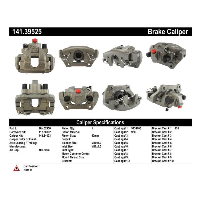 CENTRIC PARTS 141.39525 Centric Semi-Loaded Brake Caliper