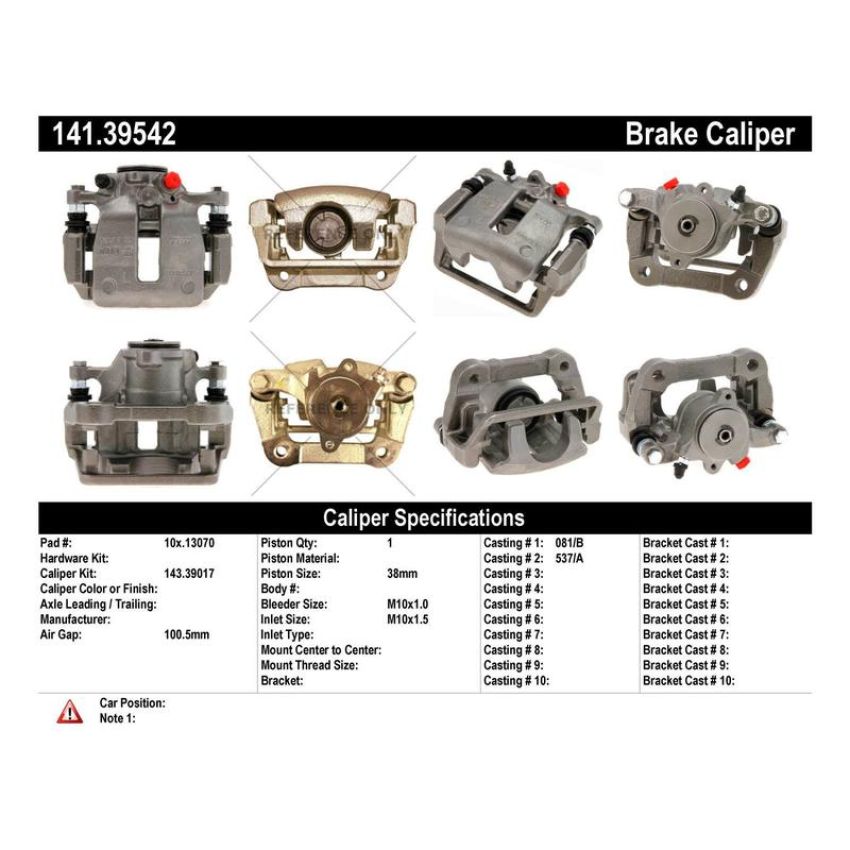 CENTRIC PARTS 141.39542 Centric Semi-Loaded Brake Caliper EPB