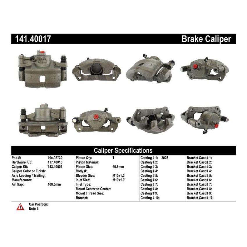 CENTRIC PARTS 141.40017 Centric Semi-Loaded Brake Caliper