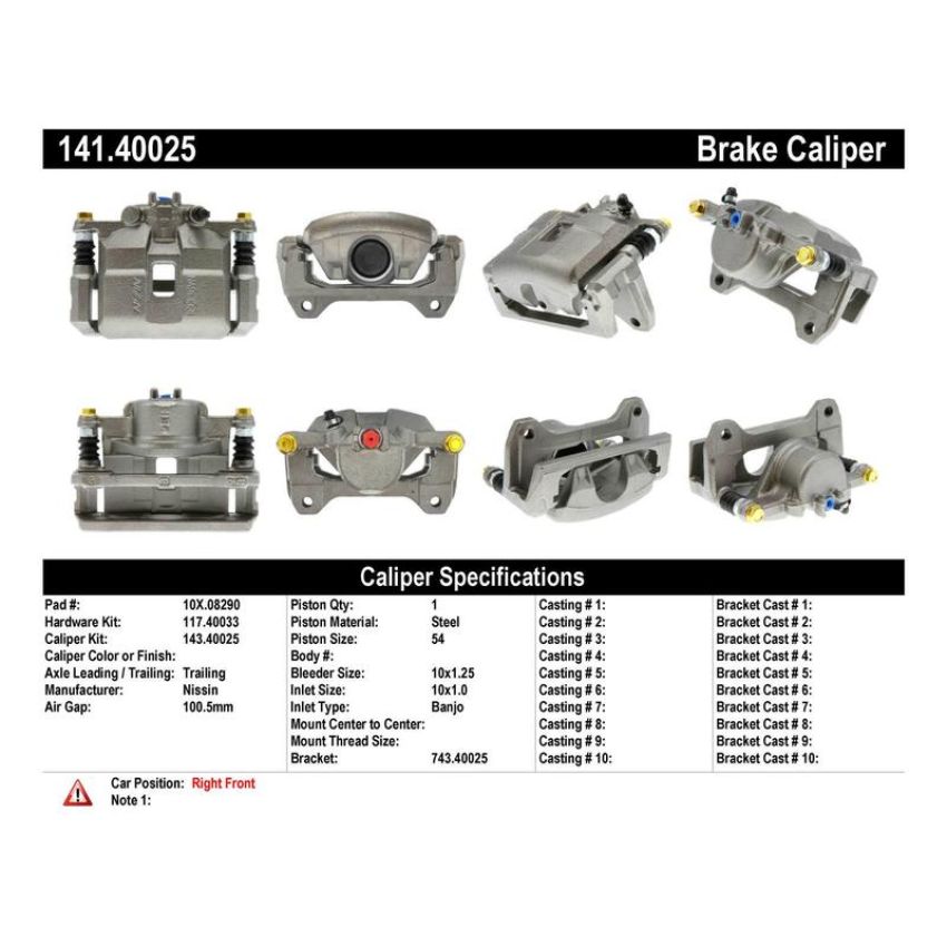 CENTRIC PARTS 141.40025 Centric Semi-Loaded Brake Caliper