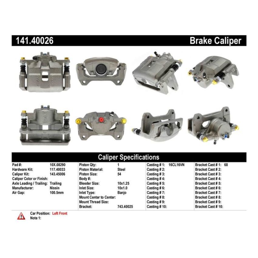 CENTRIC PARTS 141.40026 Centric Semi-Loaded Brake Caliper