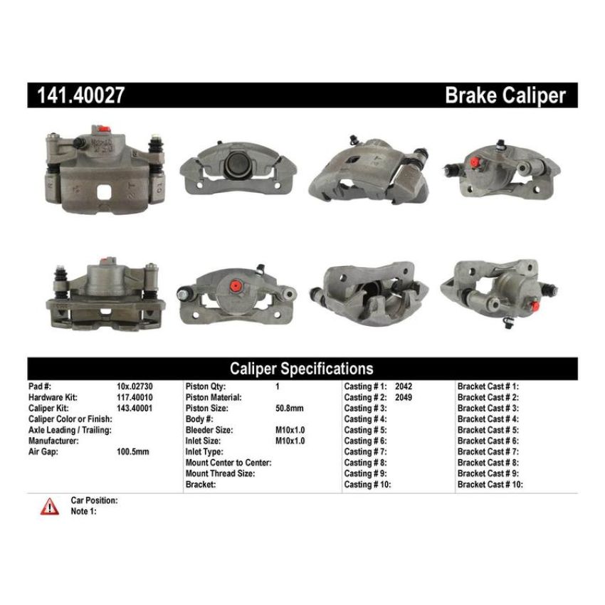 CENTRIC PARTS 141.40027 Centric Semi-Loaded Brake Caliper