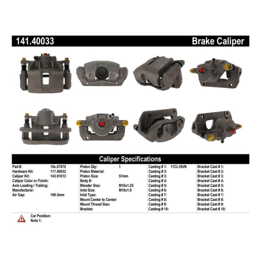 CENTRIC PARTS 141.40033 Centric Semi-Loaded Brake Caliper