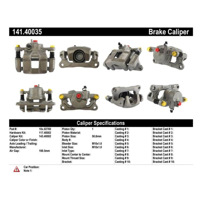 CENTRIC PARTS 141.40035 Centric Semi-Loaded Brake Caliper