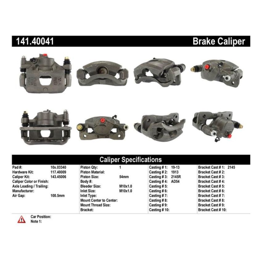 CENTRIC PARTS 141.40041 Centric Semi-Loaded Brake Caliper