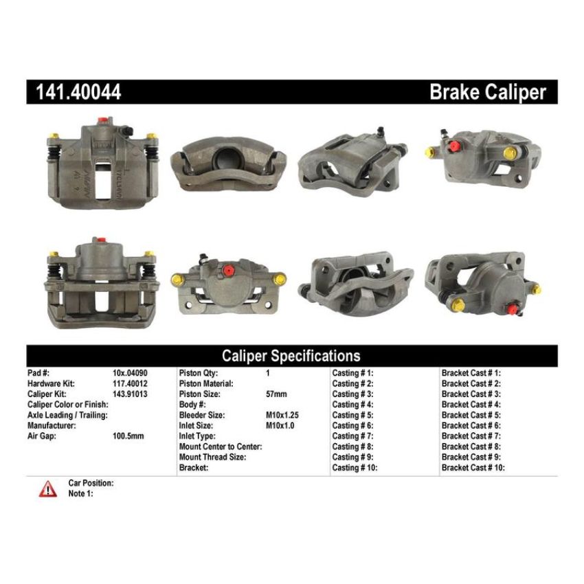 CENTRIC PARTS 141.40044 Centric Semi-Loaded Brake Caliper