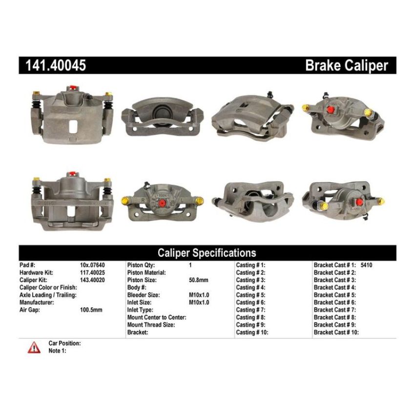 CENTRIC PARTS 141.40045 Centric Semi-Loaded Brake Caliper