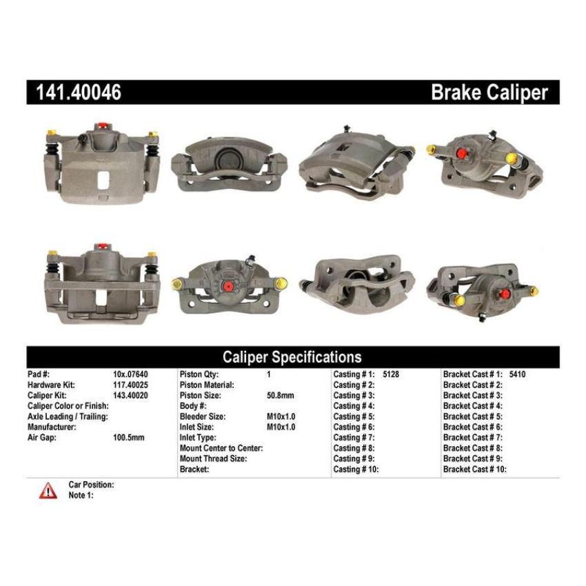CENTRIC PARTS 141.40046 Centric Semi-Loaded Brake Caliper