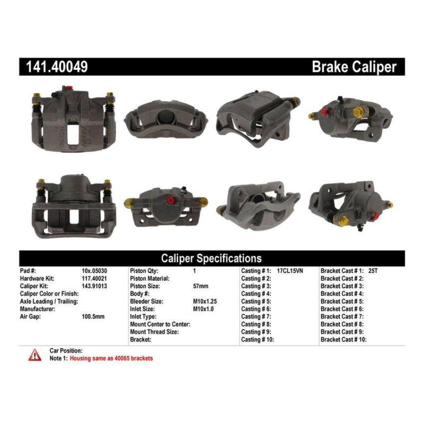CENTRIC PARTS 141.40049 Centric Semi-Loaded Brake Caliper