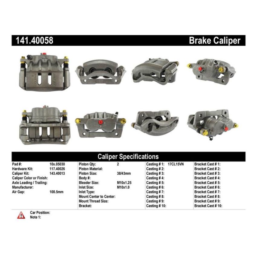 CENTRIC PARTS 141.40058 Centric Semi-Loaded Brake Caliper
