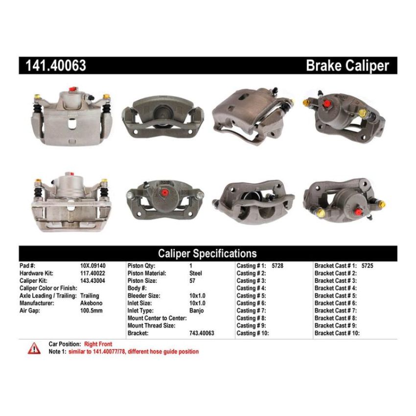 CENTRIC PARTS 141.40063 Centric Semi-Loaded Brake Caliper