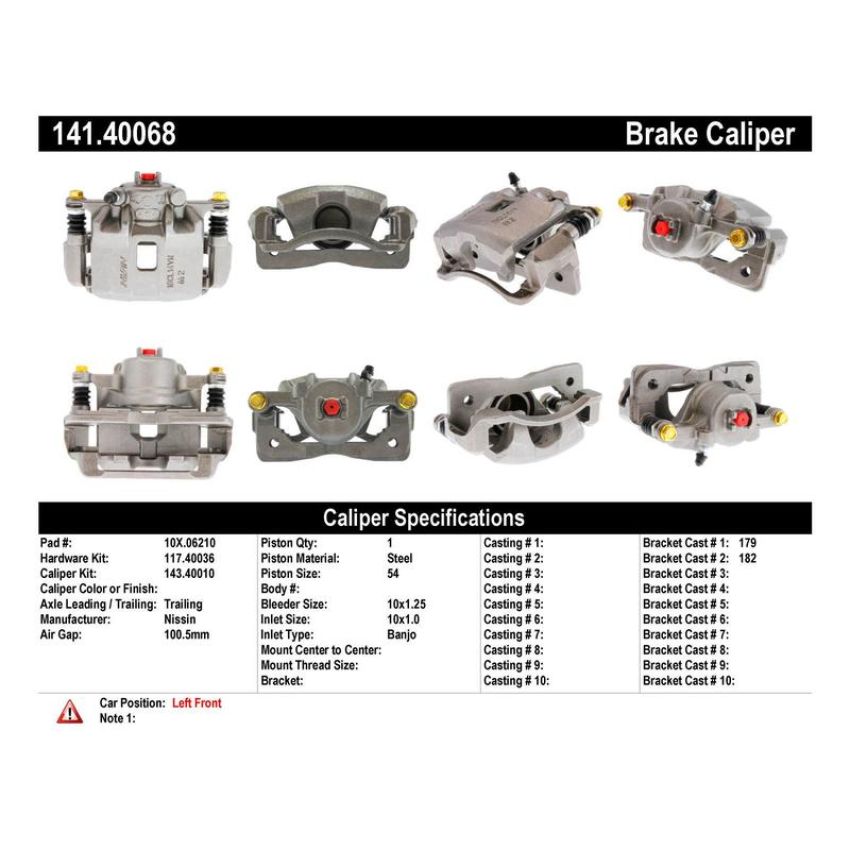 CENTRIC PARTS 141.40068 Centric Semi-Loaded Brake Caliper