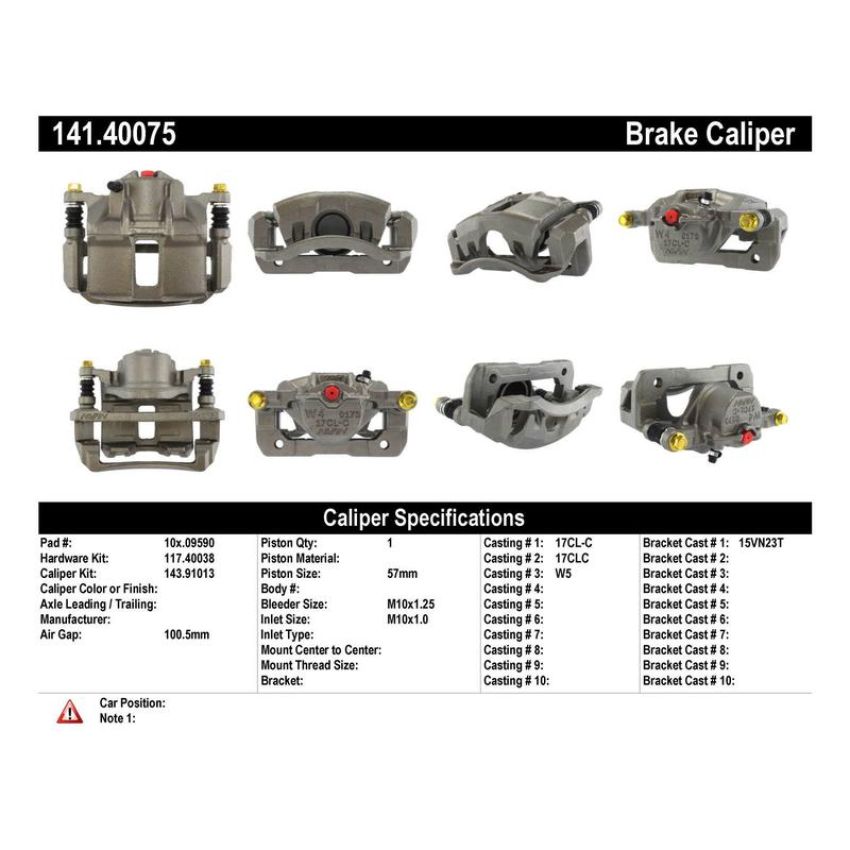CENTRIC PARTS 141.40075 Centric Semi-Loaded Brake Caliper