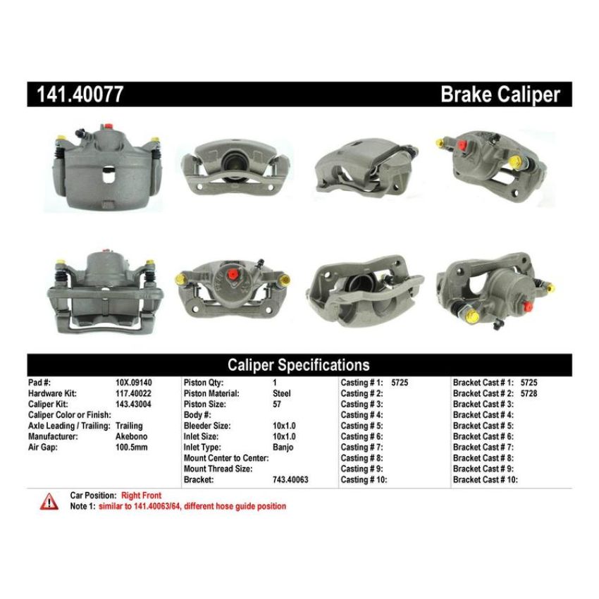 CENTRIC PARTS 141.40077 Centric Semi-Loaded Brake Caliper