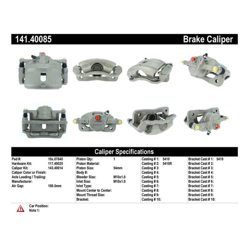 CENTRIC PARTS 141.40085 Centric Semi-Loaded Brake Caliper