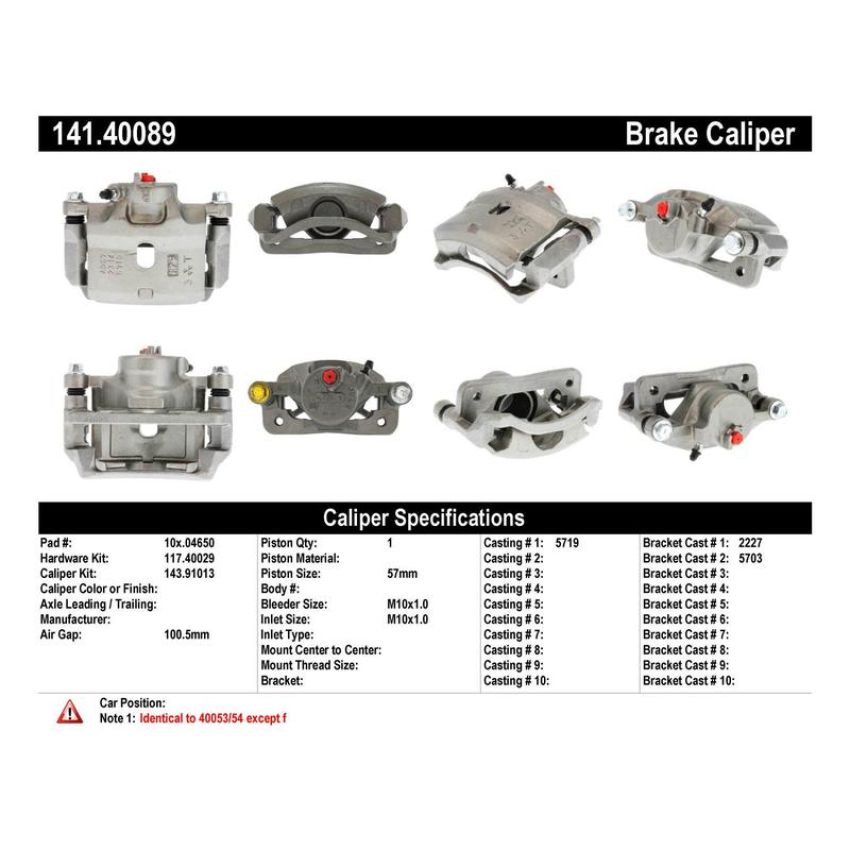 CENTRIC PARTS 141.40089 Centric Semi-Loaded Brake Caliper