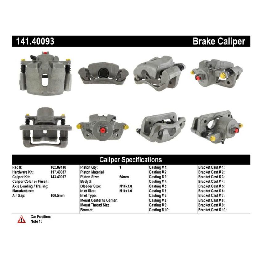 CENTRIC PARTS 141.40093 Centric Semi-Loaded Brake Caliper