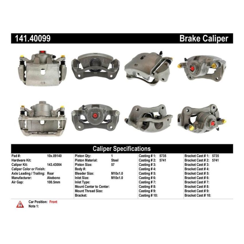 CENTRIC PARTS 141.40099 Centric Semi-Loaded Brake Caliper