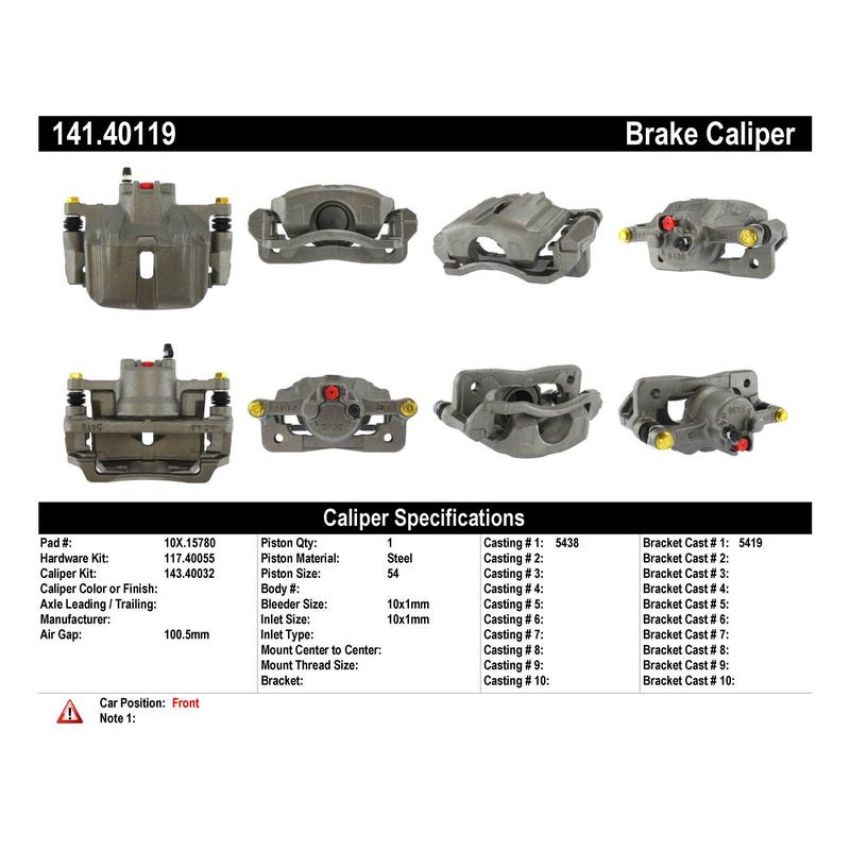 CENTRIC PARTS 141.40119 Centric Semi-Loaded Brake Caliper