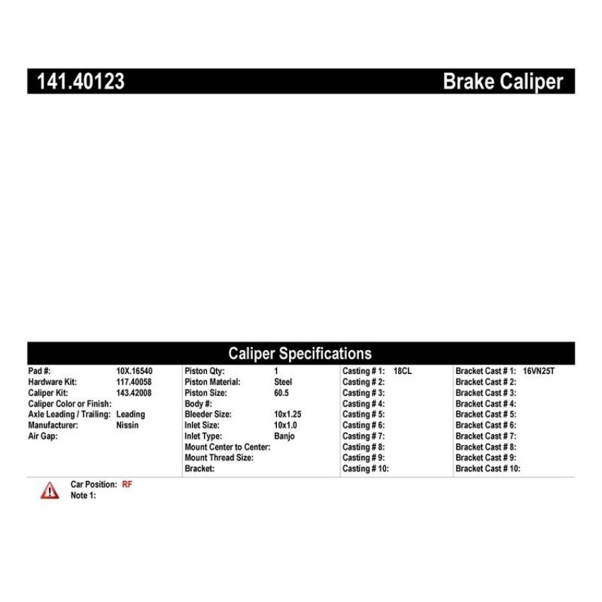 CENTRIC PARTS 141.40123 Centric Semi-Loaded Brake Caliper