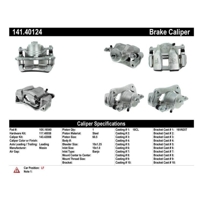 CENTRIC PARTS 141.40124 Centric Semi-Loaded Brake Caliper