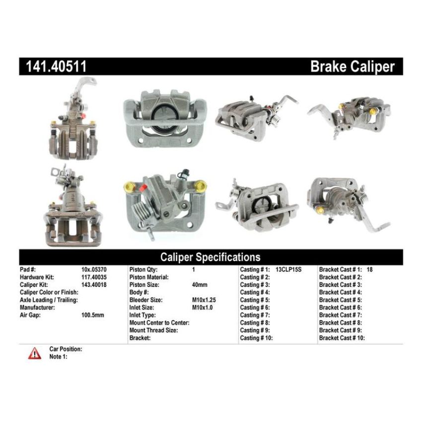 CENTRIC PARTS 141.40511 Centric Semi-Loaded Brake Caliper