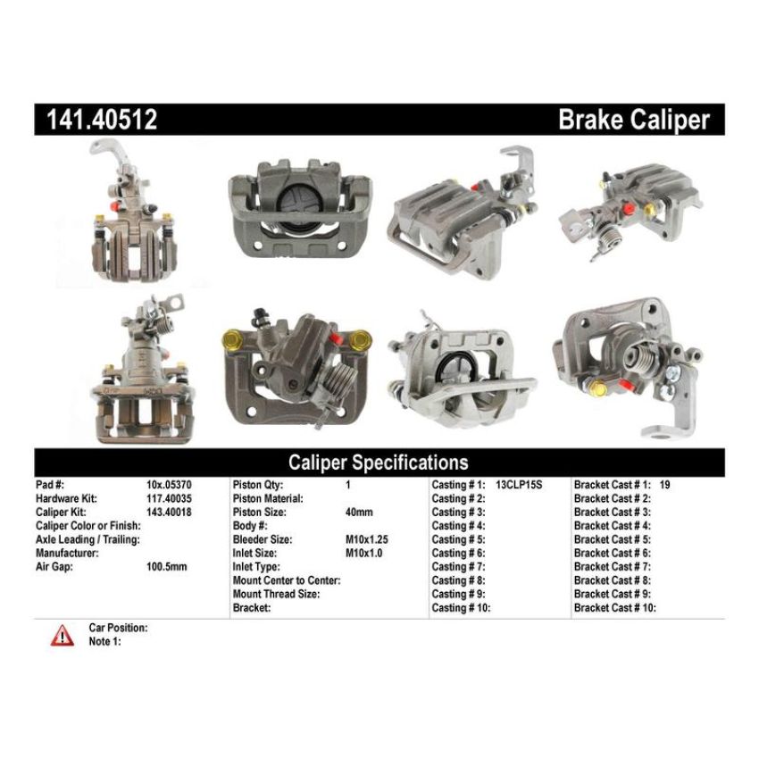 CENTRIC PARTS 141.40512 Centric Semi-Loaded Brake Caliper