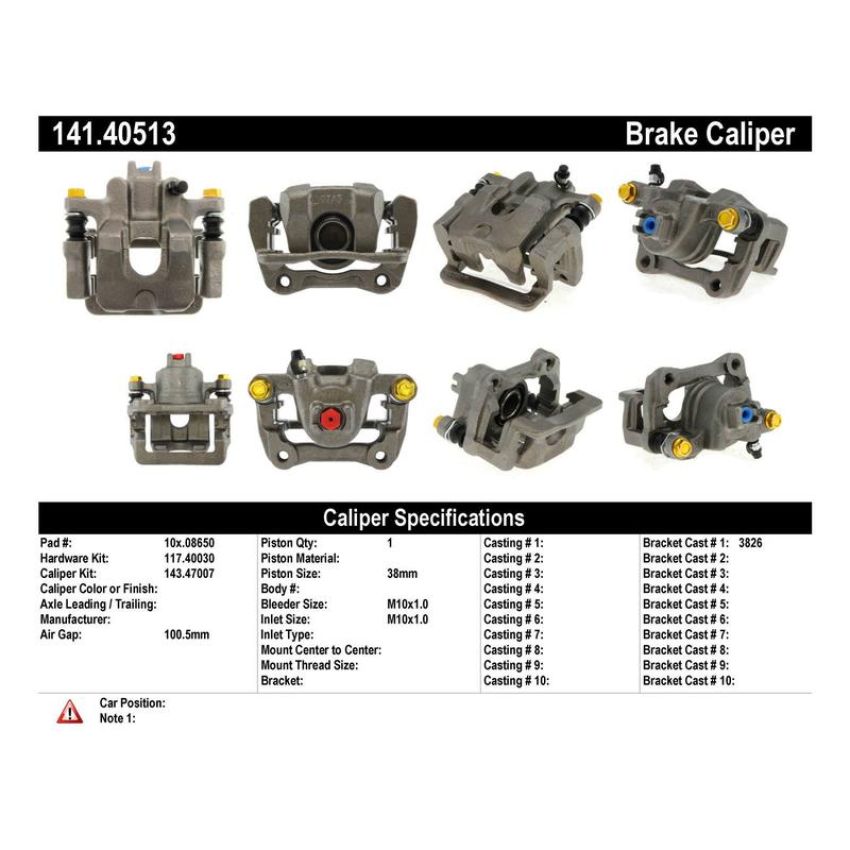 CENTRIC PARTS 141.40513 Centric Semi-Loaded Brake Caliper