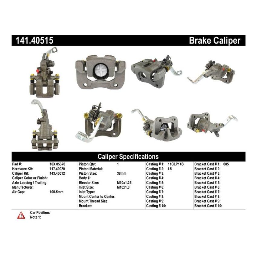 CENTRIC PARTS 141.40515 Centric Semi-Loaded Brake Caliper