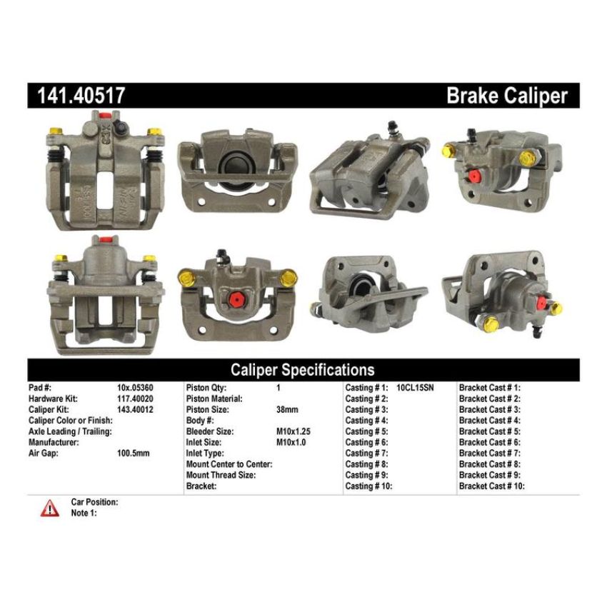 CENTRIC PARTS 141.40517 Centric Semi-Loaded Brake Caliper