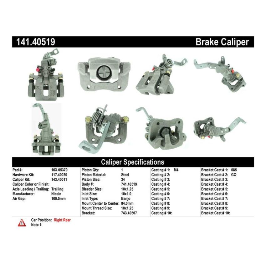 CENTRIC PARTS 141.40519 Centric Semi-Loaded Brake Caliper