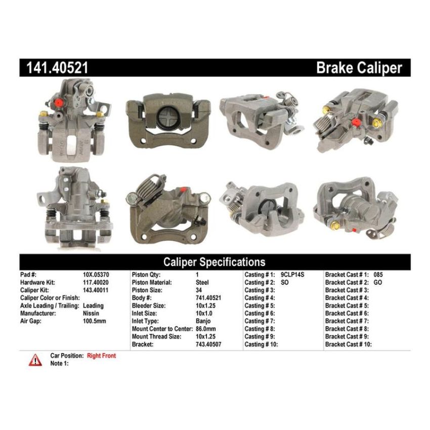 CENTRIC PARTS 141.40521 Centric Semi-Loaded Brake Caliper