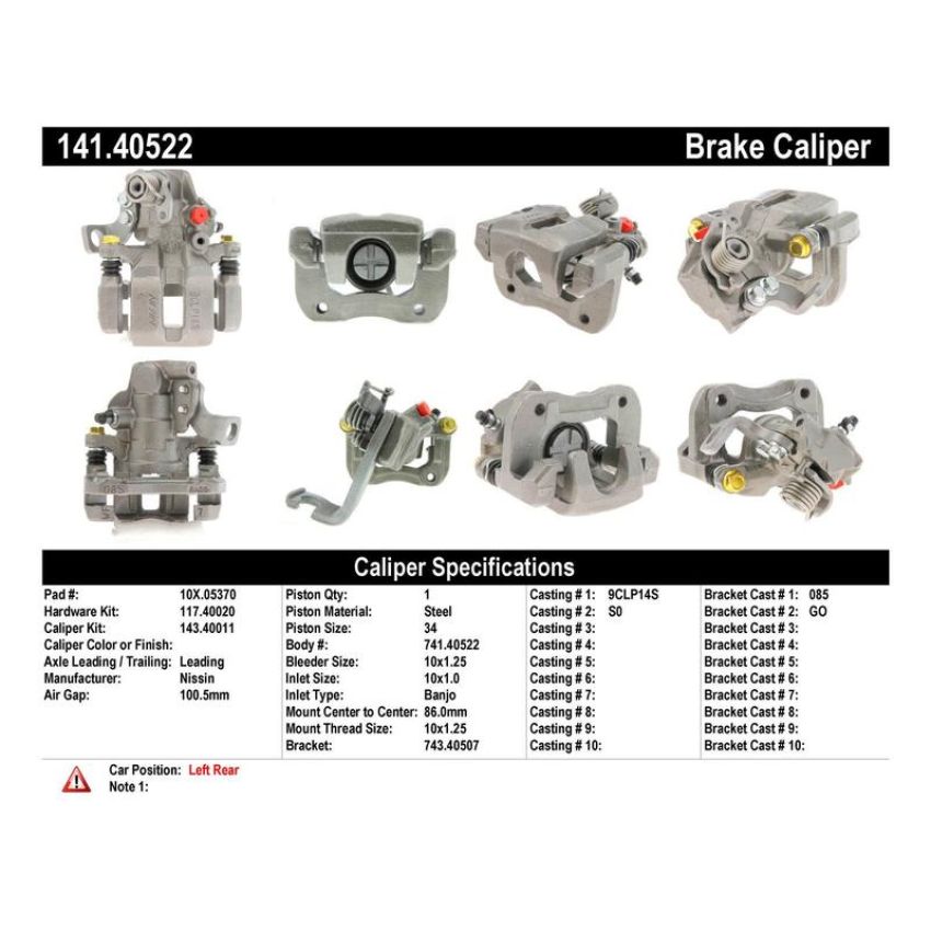 CENTRIC PARTS 141.40522 Centric Semi-Loaded Brake Caliper
