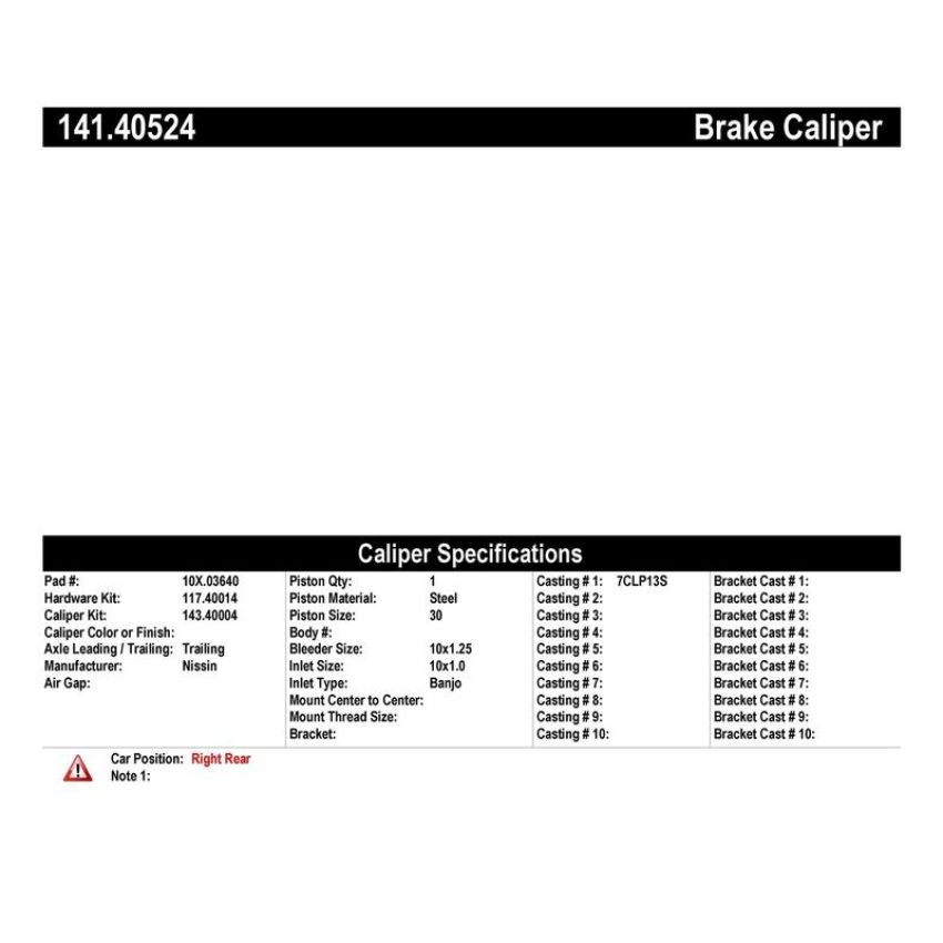 CENTRIC PARTS 141.40524 Centric Semi-Loaded Brake Caliper