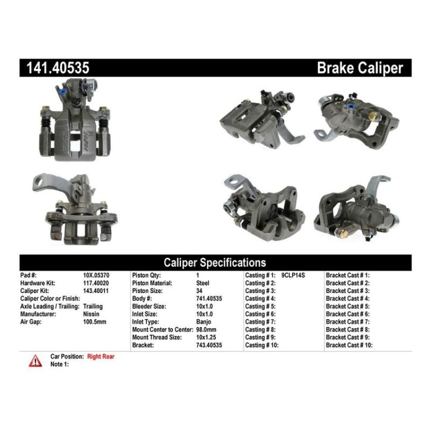 CENTRIC PARTS 141.40535 Centric Semi-Loaded Brake Caliper