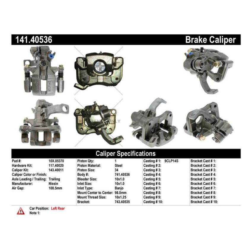 CENTRIC PARTS 141.40536 Centric Semi-Loaded Brake Caliper