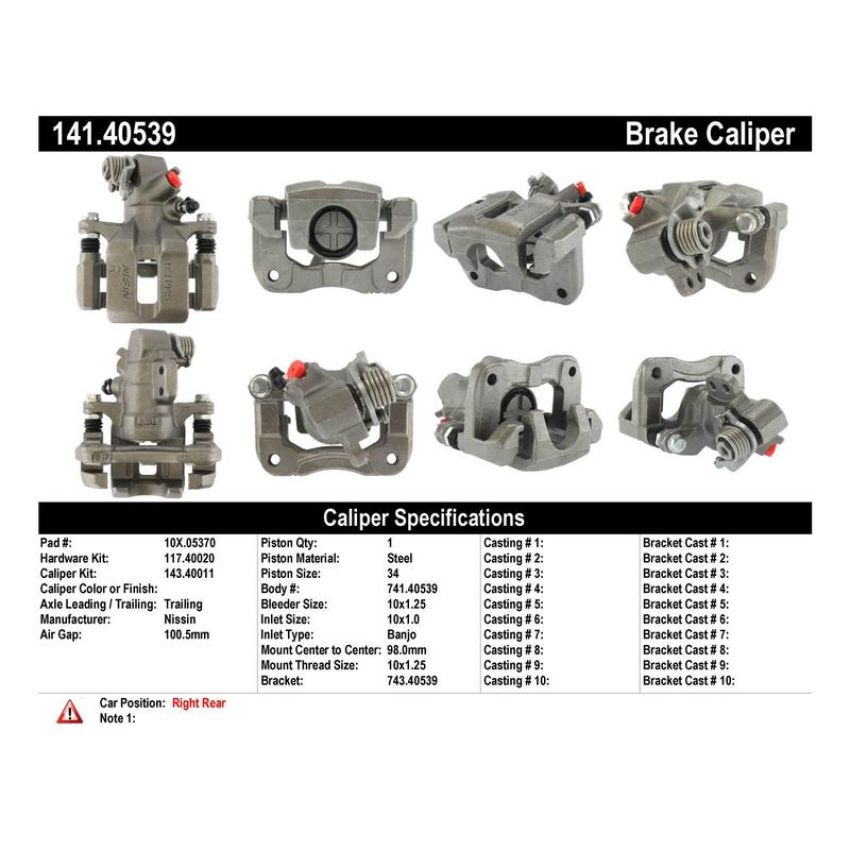 CENTRIC PARTS 141.40539 Centric Semi-Loaded Brake Caliper