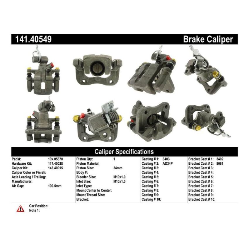 CENTRIC PARTS 141.40549 Centric Semi-Loaded Brake Caliper