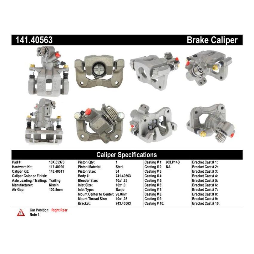 CENTRIC PARTS 141.40563 Centric Semi-Loaded Brake Caliper