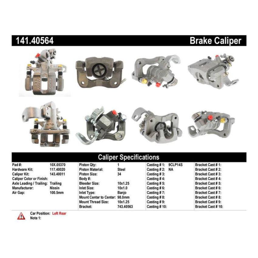 CENTRIC PARTS 141.40564 Centric Semi-Loaded Brake Caliper