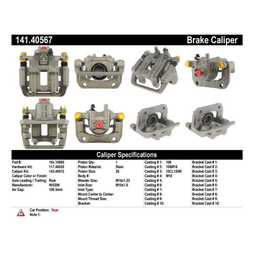 CENTRIC PARTS 141.40567 Centric Semi-Loaded Brake Caliper